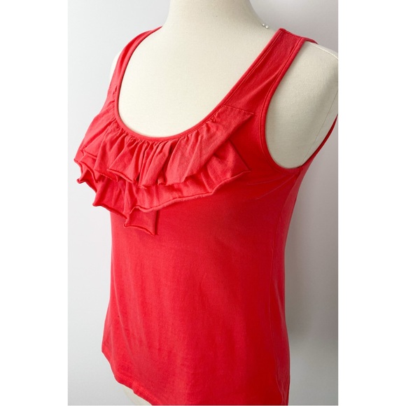 Express Tiered Ruffle Front Sleeveless Cotton Tank Coral Small INV179 - Picture 2 of 6